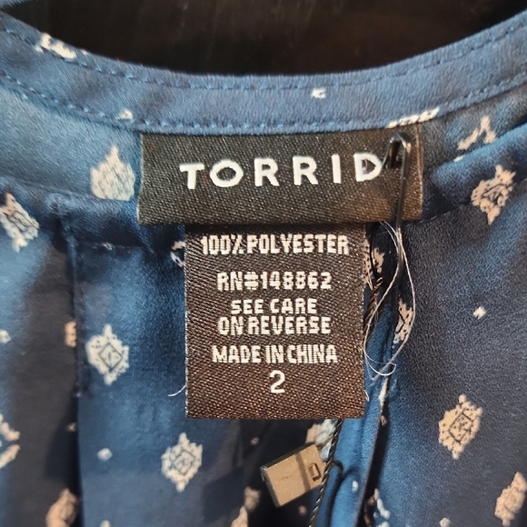 Torrid Blue and White Tie Front Camisole - Picture 2 of 3